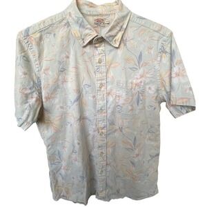 Faherty Brand Mens Faded Floral Tropical Short Sleeve Button Down Shirt Size M